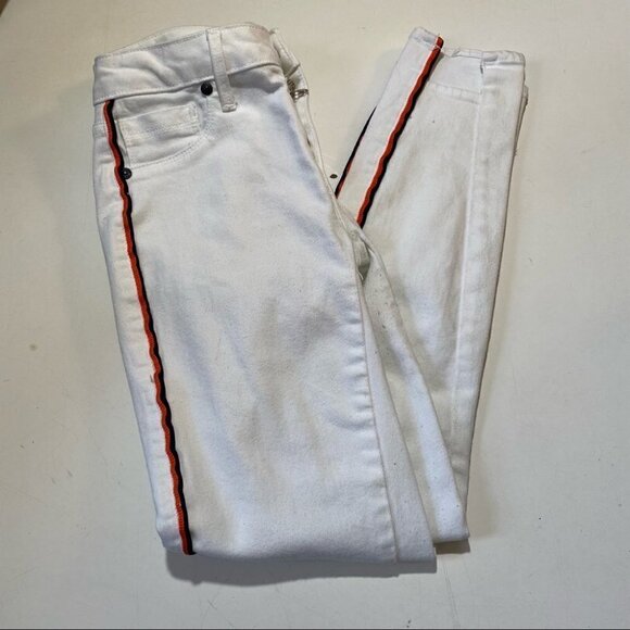 Parker Smith White Twisted Seam Striped Skinny Jeans - Picture 2 of 9